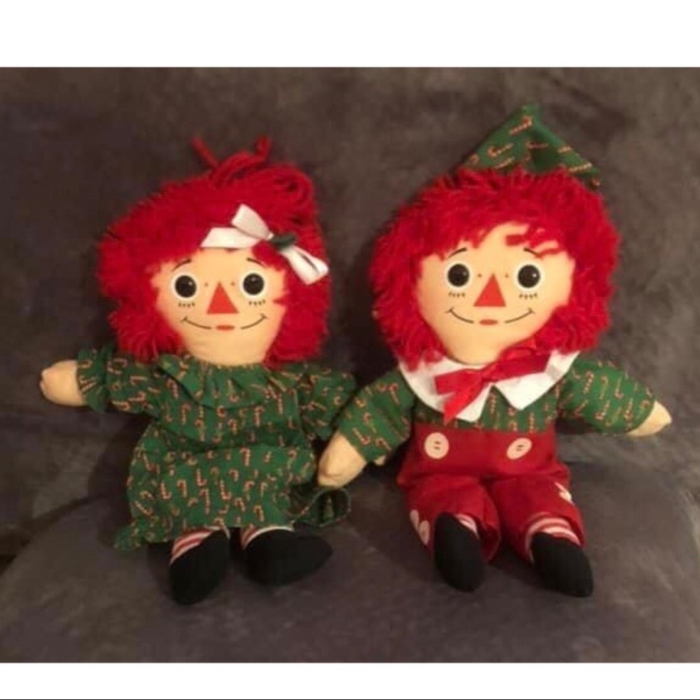 Raggedy Ann and Andy Christmas Dolls 💚❤️ 🎄